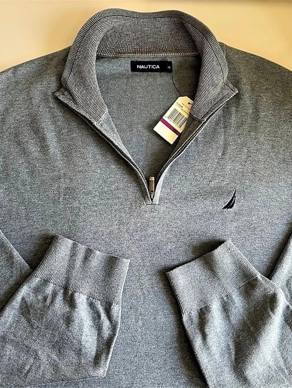 Nautica Men's Quarter Zip Pullover in Gray xxl